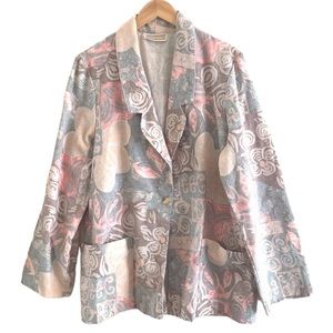 Vintage | Pastel floral blazer oversized loose jacket size large
